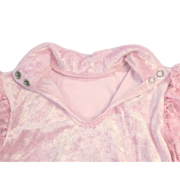 Gikda Marx VTG Kids High Neck Velvet Lace Skirted Princess Pink Leotard Sz 6X/7 - Picture 7 of 15